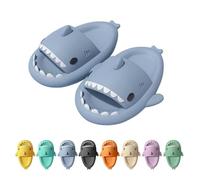 NIBESSER Pantoufle de Requin, Pantoufles d'Eté pour Femmes de Bain Maison Douche à Bout Ouvert, Sandale Claquettes Animaux Femme, Shark Slippers Antidérapent Pantoufles de Piscine (Bleu，40/41EU)