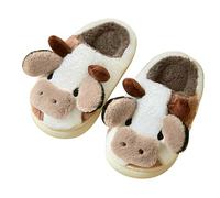 NIBESSER Pantoufle de Vache Peluche Adulte Automne Hiver Femme Homme Confortable Respirant Antidérapante Mignon Cow Slippers Chaussons de Vache Slides Maison,Vache à café,36/37 EU