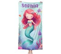 NIBESSER Serviette de Plage Personnalisée avec Nom Microfibre Serviette de Plage Douce et Confortable adaptée pour - Bord de mer, Plage, Natation, Fitness, Camping, Yoga