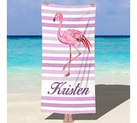 NIBESSER Serviette de Plage Personnalisée avec Nom Microfibre Serviette de Plage Douce et Confortable adaptée pour - Bord de mer, Plage, Natation, Fitness, Camping, Yoga