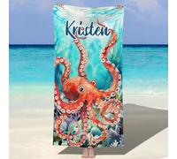 NIBESSER Serviette de Plage Personnalisée avec Nom Microfibre Serviette de Plage Douce et Confortable adaptée pour - Bord de mer, Plage, Natation, Fitness, Camping, Yoga