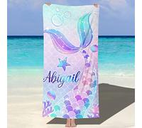 NIBESSER Serviette de Plage Personnalisée avec Nom Microfibre Serviette de Plage Douce et Confortable adaptée pour - Bord de mer, Plage, Natation, Fitness, Camping, Yoga
