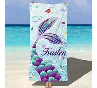 NIBESSER Serviette de Plage Personnalisée avec Nom Microfibre Serviette de Plage Douce et Confortable adaptée pour - Bord de mer, Plage, Natation, Fitness, Camping, Yoga
