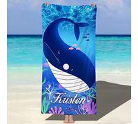 NIBESSER Serviette de Plage Personnalisée avec Nom Microfibre Serviette de Plage Douce et Confortable adaptée pour - Bord de mer, Plage, Natation, Fitness, Camping, Yoga