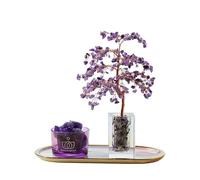 NIBHZ Arbre Chakra en Cristal, Arbre de noël, Diamant, Arbre de Vie, améthyste, bonsaï, décoration, Bijoux Faits à la Main, Ornement d'arbre d'argent,Violet