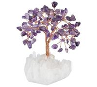 NIBHZ Arbre d'argent en Cristal de guérison Naturel sur grappe de géode Druzy, Cristaux Feng Shui pour décorations de Bureau à Domicile, Richesse, Bonne Chance,D