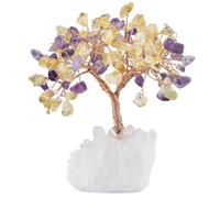 NIBHZ Arbre d'argent en Cristal de guérison Naturel sur grappe de géode Druzy, Cristaux Feng Shui pour décorations de Bureau à Domicile, Richesse, Bonne Chance,B