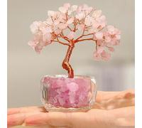 NIBHZ Arbre de Vie, Objets de Pierres de Chakra, Ornement Porte-Bonheur, Pierres et Cristaux Feng Shui, Objets de décoration pour la Maison, Cadeaux d'anniversaire,Rose,190g
