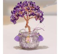 NIBHZ Arbre de Vie, Objets de Pierres de Chakra, Ornement Porte-Bonheur, Pierres et Cristaux Feng Shui, Objets de décoration pour la Maison, Cadeaux d'anniversaire,Violet,150g