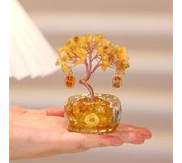 NIBHZ Arbre de Vie, Objets de Pierres de Chakra, Ornement Porte-Bonheur, Pierres et Cristaux Feng Shui, Objets de décoration pour la Maison, Cadeaux d'anniversaire,Jaune,190g