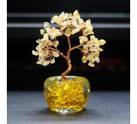 NIBHZ Bonsaï Feng Shui en Cristal Naturel pour la prospérité,décoration en Pierre de guérison de qualité supérieure pour la Maison et Les espaces sacrés,Jaune,170g