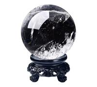 NIBHZ Boule de Cristal de Quartz Clair Naturel, sphère de Cristal Blanc, Boule de Cristal de guérison avec Support, décoration d'intérieur, Amour prospère,60mm