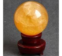 NIBHZ Boule de Cristal de Spar Jaune Naturel D'islande, Sphères de Calcite, Boule de Cristal Naturel, Roche Chakra, Artisanat de Sculpture sur Pierre Reiki,12cm