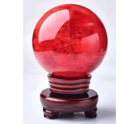 NIBHZ Boule de Cristal Rouge avec Support, Sphère de Cristal Naturel, Pierre Précieuse de Cristal de Quartz Fondant pour La Méditation, La Guérison, La Sphère de Divination,Red Crystal ball-30cm