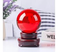 NIBHZ Boule de Cristal Transparent avec Support, Accessoire de Boule de Cristal de Photographie pour Photos Magiques, sphère de Verre Optique, Boules décoratives,Rouge,4.7 in