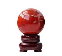 NIBHZ Boule de Jaspe Rouge Naturel avec Support, sphère de Cristal de guérison pour la méditation Fengshui Yoga à Domicile, équilibrage énergétique Reiki,65mm