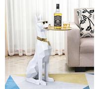 NIBHZ Grand Chien décoratif de Sol pour Salon, Haut de Gamme, Grand et Lumineux, Accessoire de Maison Luxueux, Plateau, Meuble TV, décoration, Cadeau de Pendaison de crémaillère.,Blanc,32x25x74cm