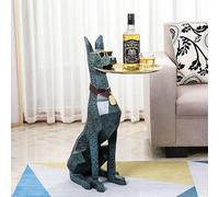 NIBHZ Grand Chien décoratif de Sol pour Salon, Haut de Gamme, Grand et Lumineux, Accessoire de Maison Luxueux, Plateau, Meuble TV, décoration, Cadeau de Pendaison de crémaillère.,Bleu,32x25x74cm