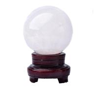 NIBHZ Guérison Naturel Quartz Crystal Blanc Calcite sphère de Pierre Naturelle Figurine avec Support,100mm
