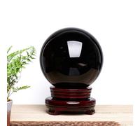 NIBHZ Ornement boule de cristal d'obsidienne - Sphère d'obsidienne noire | Pièce décorative en pierre noire pour bureau ou salon - Idéal comme cadeau