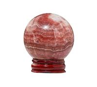 NIBHZ Sphère de Cristal avec Support, Boule de Pierre de Viande Rouge polie, Pierre précieuse pour la décoration et Les Cadeaux d'ornement Feng Shui,65~70mm