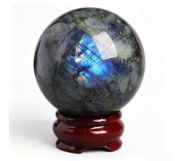 NIBHZ Sphère de Cristal de Labradorite avec Support, Boule décorative en Pierre de Lune polie, Ornement pour la méditation Reiki, Feng Shui, décoration de la Maison