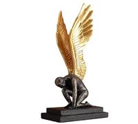 NIBHZ Statue de Rédemption d'ange, Ornement Artisanal d'ange Noir Déchu, Ailes Créatives, Décoration en Résine Flottante pour La Maison, Le Jardin, Le Porche, Le Salon, Le Comptoir,C-17X11X25.5cm