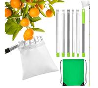 Niboken Outils de Cueillette de Fruits Ramasse Pomme Télescopique Ramasse Fruit de INOX avec Sac de Rangement de Fruits Cueilleur de Cerise pour La Récolte de Pommes D'agrumes Poires Pêches 2.4m