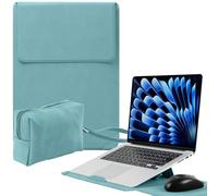 Niboow 13-14 Pouces Housse pour Laptop avec Stand pour MacBook Pro 14" 13" M5/M4/M3/M2/M1 Pro/Max 2026-2008, MacBook Air 13 Pouces, Givré PU Cuir Ordinateur Portable pour HP Surface (13"-14" | Vert)