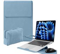Niboow 15-16 Pouces Housse Compatible avec Laptop avec Stand pour MacBook Pro 16" M5/M4/M3/M2/M1 Pro/Max, MacBook Air 15" M5/M4/M3/M2, Givré PU Cuir Ordinateur Portable Housse (15-16 Pouces | Bleu)