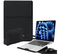 Niboow 15-16 Pouces Housse pour Laptop avec Stand pour MacBook Pro 16" M5/M4/M3/M2/M1 Pro/Max, MacBook Air 15" M5/M4/M3/M2, Givré PU Cuir Ordinateur Portable Housse (15-16 Pouces | Noir)