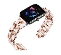 Niboow 20mm Bracelet pour Amazfit GTR Mini/GTS 4/GTS 4 Mini/Bip 3 Pro/Bip 3/GTS 3/GTS 2 Mini, Femmes Métal Cuir Bracelet pour Garmin Vivoactive 5/Venu Sq 2/Venu Sq 2 Music/Venu 2 Plus/Venu Sq -Or Rose