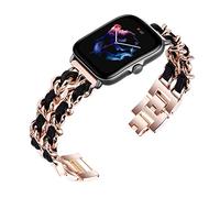 Niboow 20mm Bracelet pour Amazfit GTR Mini/GTS 4/GTS 4 Mini/Bip 3 Pro/Bip 3/GTS 3/GTS 2 Mini, Femmes Métal Cuir Bracelet pour Garmin Vivoactive 5/Venu Sq 2/Venu Sq 2 Music/Venu 2 Plus/Venu Sq - Or