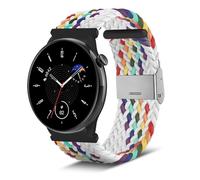Niboow 20mm Bracelet Tressée pour Amazfit GTR Mini/GTS 4/GTS 4 Mini/GTS 2 Mini/GTS 3/GTS 2/GTS 2e, Extensible Nylon Bracelet pour Amazfit Bip 3 Pro/Bip 3/Bip S/Bip U Pro (Arcenciel Blanc)