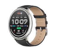 Niboow 20mm Cuir Bracelet pour Amazfit T-Rex 3 Pro 44mm/Cheetah 2 Pro-Noir | pour Amazfit Active 3 Premium/Active 2/GTR Mini/GTS 4 Mini/Bip 3 Pro Doux Cuir avec Boucle Acier Inoxydable Bracelet