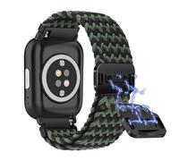 Niboow 20mm Nylon Bracelet pour Amazfit Active 2/Active/GTR Mini/GTS 4/GTS 4 Mini/GTS 3/GTS 2e/GTS 2, Bracelet en Tressée Elastique avec Fermoir Magnétique pour Amazfit Bip 3/Bip 3 Pro - Noir/Vert
