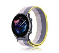 Niboow 22mm Bracelet pour Amazfit Bip 5/GTR 4/GTR 3 Pro/GTR 3/GTR 2 eSIM/GTR 2e/GTR 47mm, Nylon Respirant Réglable Bracelet pour Amazfit Cheetah/Cheetah Pro/Stratos 3/Stratos 2s/Stratos - Blanc/Bleu