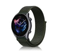 Niboow 22mm Bracelet pour Amazfit Bip 5/GTR 4/GTR 3 Pro/GTR 3/GTR 2 eSIM/GTR 2e/GTR 47mm, Nylon Respirant Réglable Bracelet pour Amazfit Cheetah/Cheetah Pro/Stratos 3/Stratos 2s/Stratos - Vert Foncé