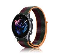 Niboow 22mm Bracelet pour Amazfit Bip 5/GTR 4/GTR 3 Pro/GTR 3/GTR 2 eSIM/GTR 2e/GTR 47mm, Nylon Respirant Réglable Bracelet pour Amazfit Cheetah/Cheetah Pro/Stratos 3/Stratos 2s/Stratos - Vert/Violet