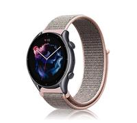 Niboow 22mm Bracelet pour Amazfit Bip 5/GTR 4/GTR 3 Pro/GTR 3/GTR 2 eSIM/GTR 2e/GTR 47mm, Nylon Respirant Réglable Bracelet pour Amazfit Cheetah/Cheetah Pro/Stratos 3/Stratos 2s/Stratos - Rose