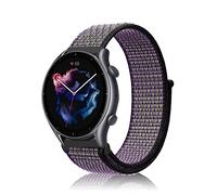 Niboow 22mm Bracelet pour Amazfit Bip 5/GTR 4/GTR 3 Pro/GTR 3/GTR 2 eSIM/GTR 2e/GTR 47mm, Nylon Respirant Réglable Bracelet pour Amazfit Cheetah/Cheetah Pro/Stratos 3/Stratos 2s/Stratos - Violet