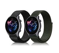 Niboow 22mm Bracelet pour Amazfit Bip 5/GTR 4/GTR 3 Pro/GTR 3/GTR 2 eSIM/GTR 2e/GTR 47mm, Nylon Respirant Réglable Bracelet pour Amazfit Cheetah/Cheetah Pro/Stratos 3/Stratos 2s/Stratos - Noir + Vert