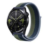 Niboow 22mm Bracelet pour Huawei Watch GT 5 Pro 46mm/GT 5 46mm/GT 4 46mm/GT 3 Pro 46mm/GT 3 46 mm/GT Runner/GT 2 46 mm/Watch 4 Pro, Nylon Bracelet pour Huawei Watch Buds/Watch 3 Pro - Bleu/Vert