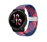 Niboow 22mm Tressée Bracelet pour Garmin Venu 3/Garmin Forerunner 265/Forerunner 255/Forerunner 255 Music, Ajustable Nylon Bracelet pour Garmin Vivoactive 4/Venu 2/Huawei Watch 4-Bleu/Rose