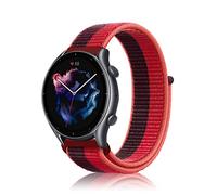 Niboow Bracelet 22mm pour Amazfit Bip 5/GTR 4/3 Pro/2 eSIM/2e/47mm, Cheetah/Cheetah Pro, Stratos 3/2s - Nylon Respirant Réglable - Rouge/Violet