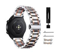 Niboow Bracelet 22mm pour Xiaomi Watch 2 Pro/S1/S1 Active, Amazfit GTR 4/3, Huawei Watch 4/GT 3 Pro 46mm - Métal Acier Inoxydable - Argent/Rose