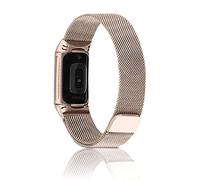 Niboow Bracelet Compatible avec Fitbit Charge 6/Charge 5, Acier Inoxydable Metal Mesh Tissé Ajustable Magnétique Sangle, Watch Band pour Femmes Hommes Compatible avec Fitbit Charge 6/Charge 5-Or Rose