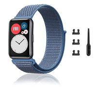 Niboow Bracelet Nylon pour Huawei Watch Fit/New/Elegant/SE, Souple Réglable Sport Strap, Remplacement Respirant Tissé pour Huawei Watch Fit/Special Edition - Bleu Ciel