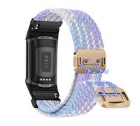 Niboow Bracelet Tressée Compatible avec Fitbit Charge 5 / Charge 6, Femmes Hommes Bracelet en Nylon Tressé Elastique avec Fermoir Magnétique pour Fitbit Charge 5 / Charge 6 - Violet
