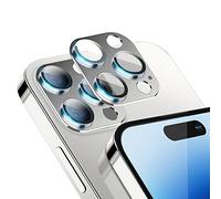 Niboow Caméra Arrière Protecteur Compatible avec iPhone 14 Pro/14 Pro Max, [Anti-Rayures] Verre Trempé Alliage D'aluminium Caméra Lentille Coque, Protection écran pour iPhone 14 Pro/14 Pro Max-Argent